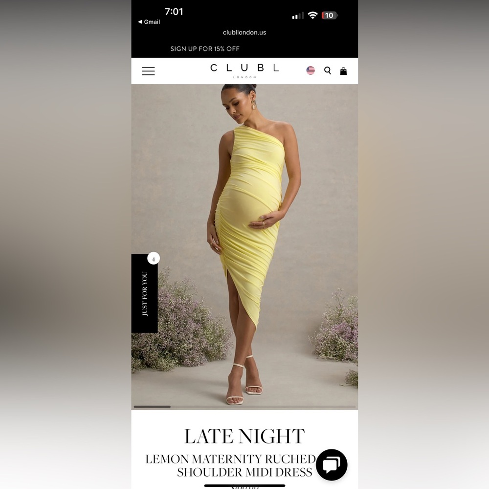 SOLD Club L London Lemon One-Shoulder Maternity Dress